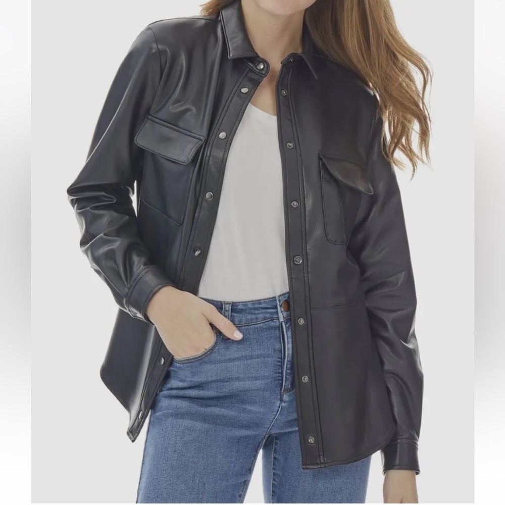 Jones New York Faux Leather Mixed Media Jacket